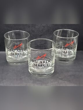 Vintage 1996 Ron Bacardi Select Signature Lowball Cocktail Glasses Set of 5  8oz